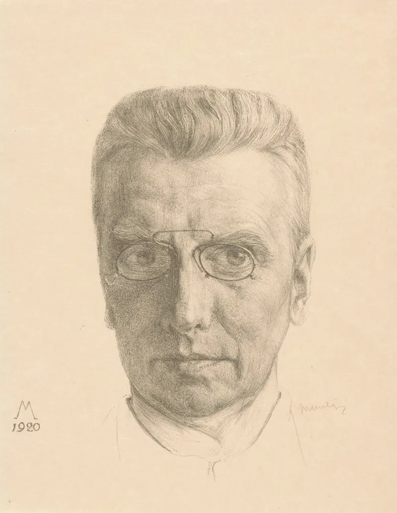 Zelfportret Met Knijpbril by Simon Moulijn - Canvas Print