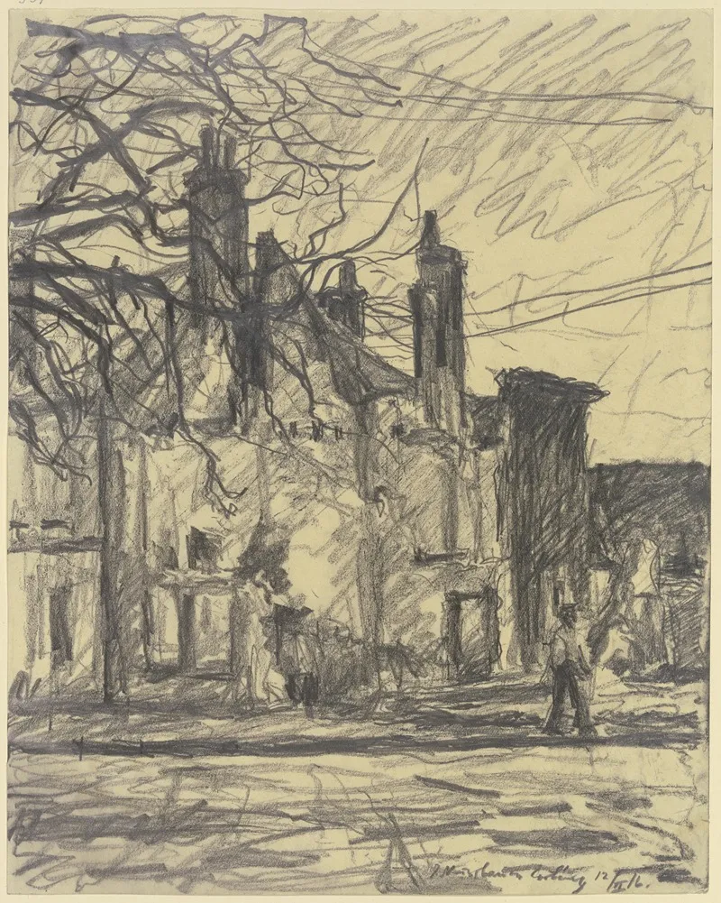Zerschossene Strase In Corbeny by Jakob Nussbaum - Canvas Print
