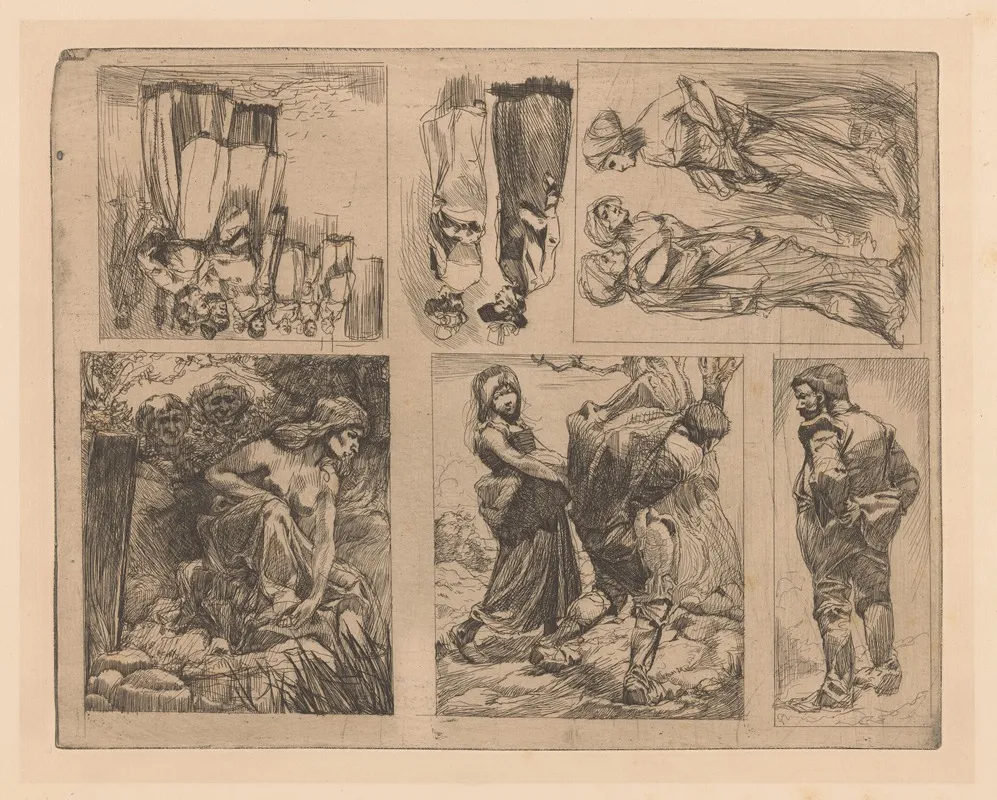 Zes Voorstellingen Met Menselijke Figuren by Johannes Josephus Aarts - Canvas Print