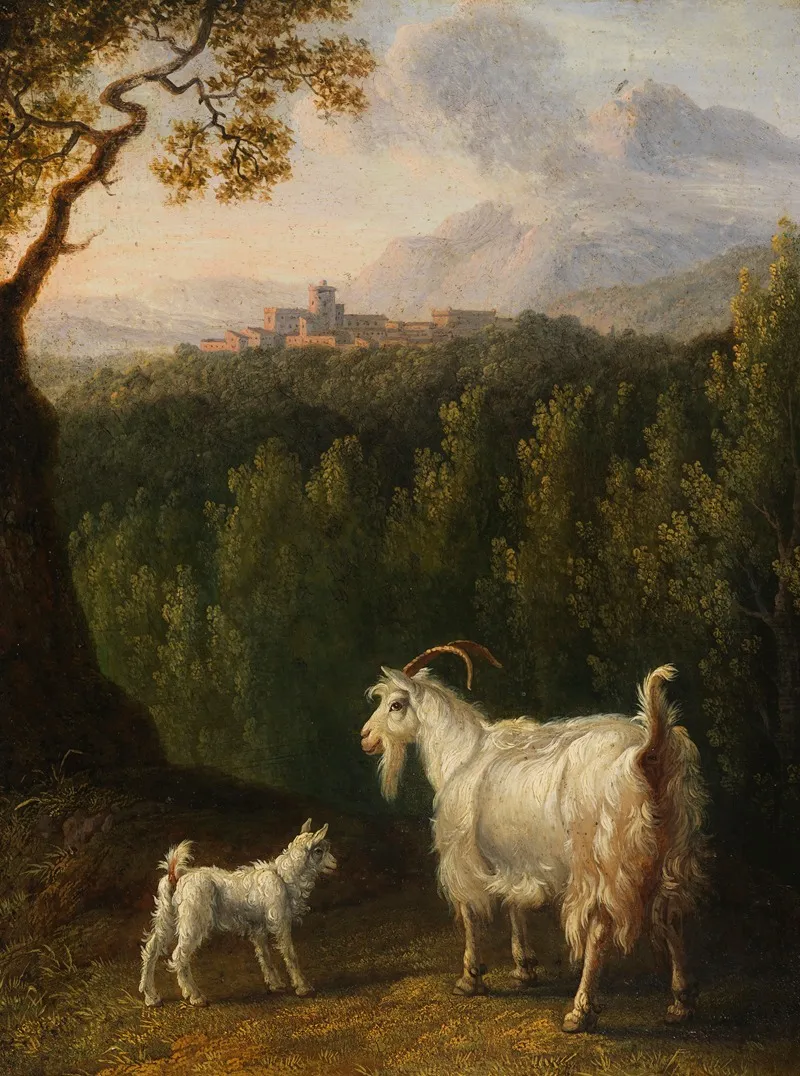 Ziege Am Bachlauf by Jacob Philipp Hackert - Canvas Print