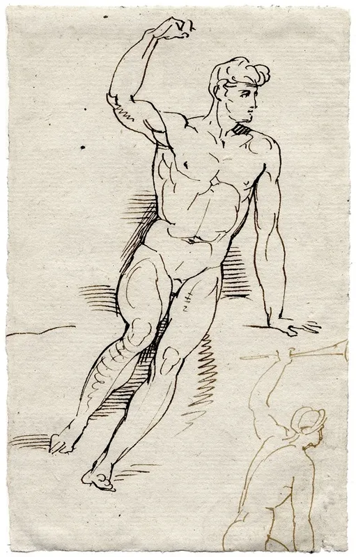 Zittend Mannelijk Naakt 2 by David Humbert de Superville - Canvas Print