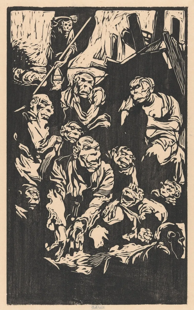 Zittende Fantasiewezens by Johannes Josephus Aarts - Canvas Print