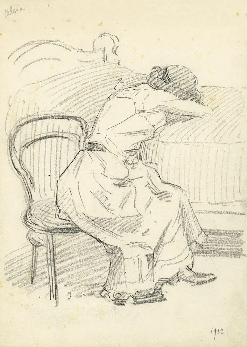 Zittende Figuur 15 by Albert Daenens - Canvas Print