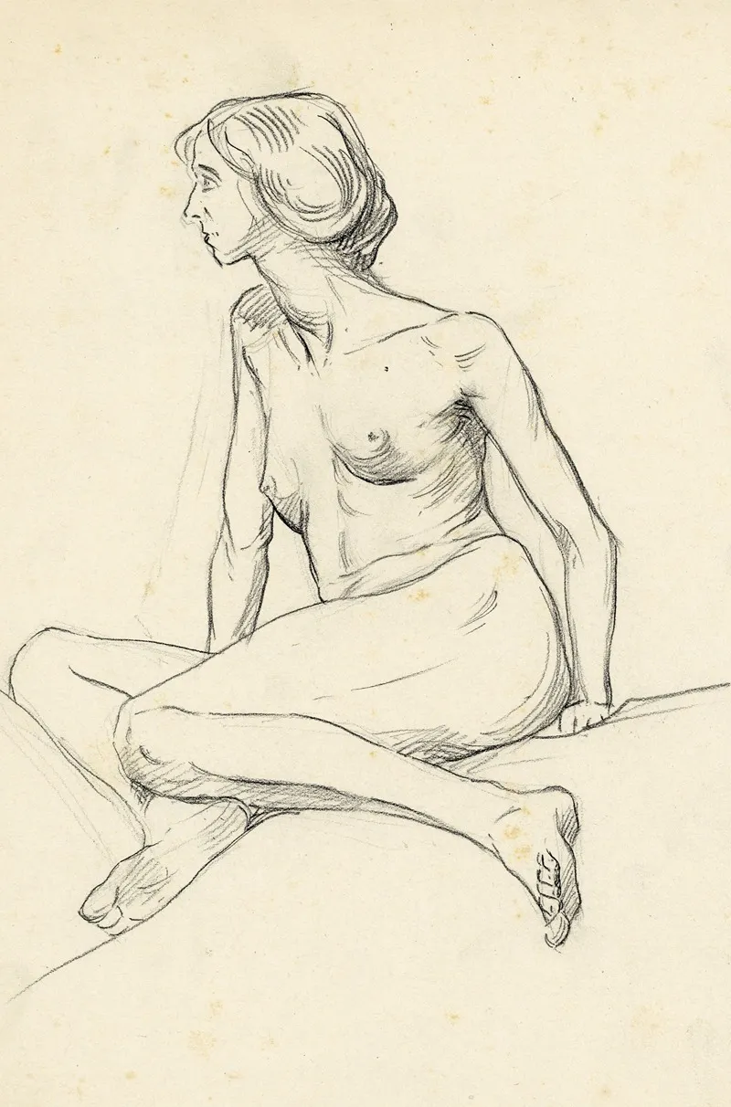 Zittende Figuur 6 by Albert Daenens - Canvas Print