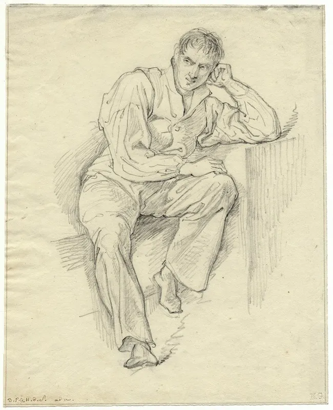 Zittende Man Het Hoofd Ondersteund Door Zijn Linkerhand by David Humbert de Superville - Canvas Print