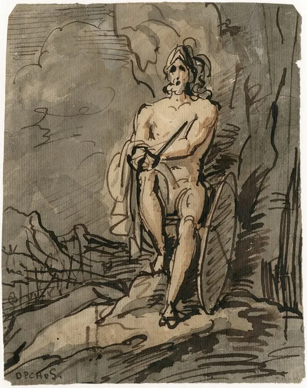 Zittende Man M Wapens by David Humbert de Superville - Canvas Print