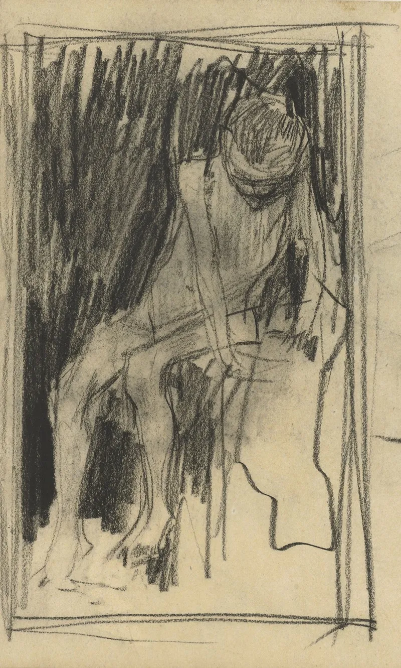 Zittende Naakte Jongen 3 by Marius Bauer - Canvas Print