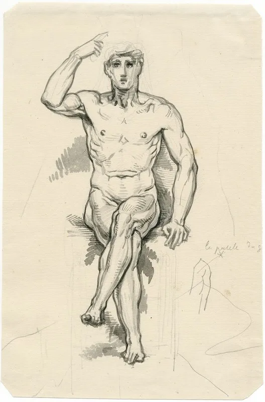 Zittende Naakte Man Met De Benen Over Elkaar by David Humbert de Superville - Canvas Print