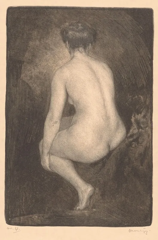 Zittende Naakte Vrouw