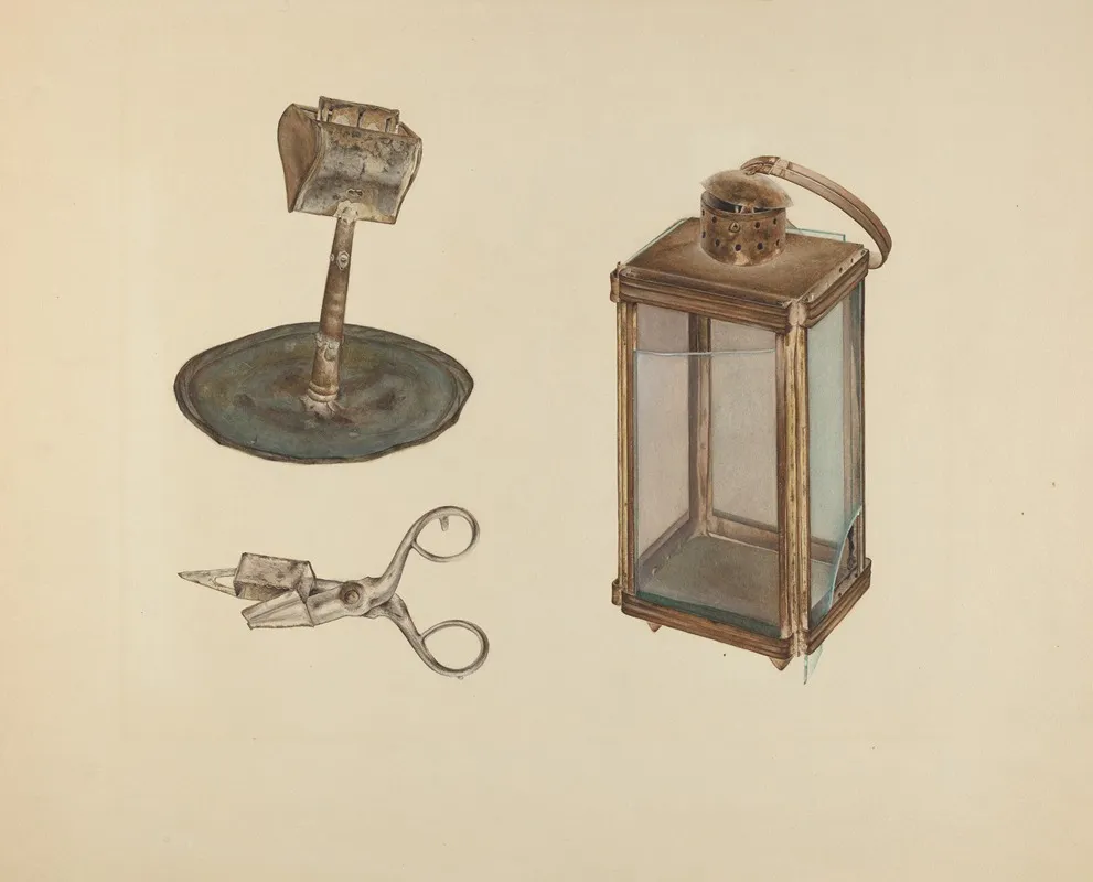 Zoar Candlestick Snuffer And Lantern by Orville Cline - Canvas Print