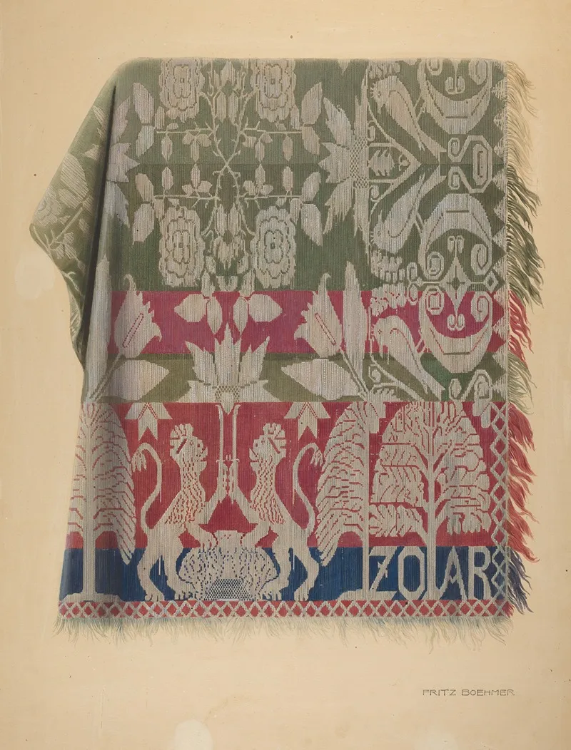 Zoar Jacquard Coverlet by Fritz Boehmer - Canvas Print