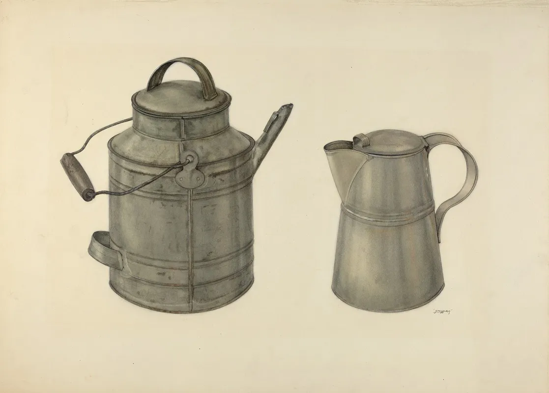 Zoar Tin Coffee Pot And Pail