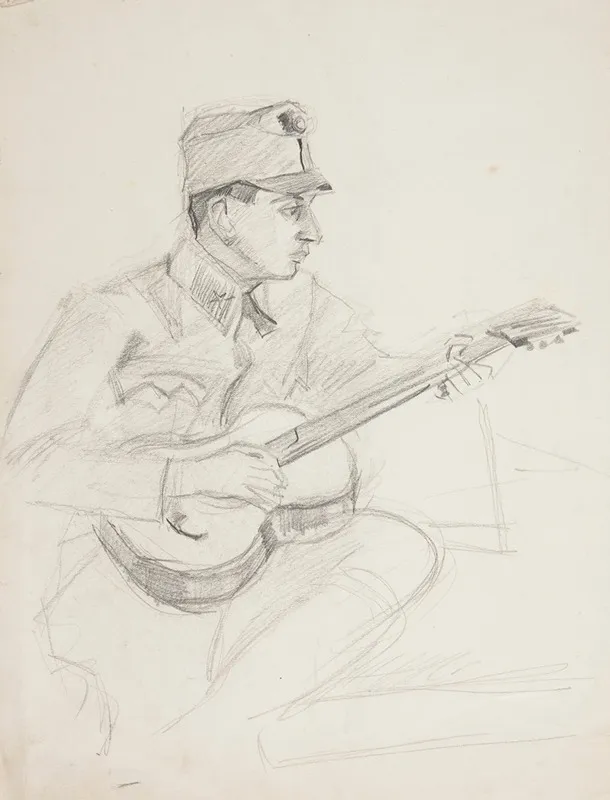 Zolnierz Legionu Ukrainskich Strzelcow Siczowych 1914 1920 Grajacy Na Gitarze by Ivan Ivanec - Canvas Print