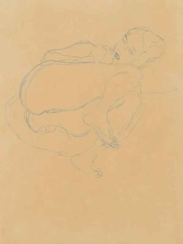 Zusammengekauerter Halbakt by Gustav Klimt - Canvas Print