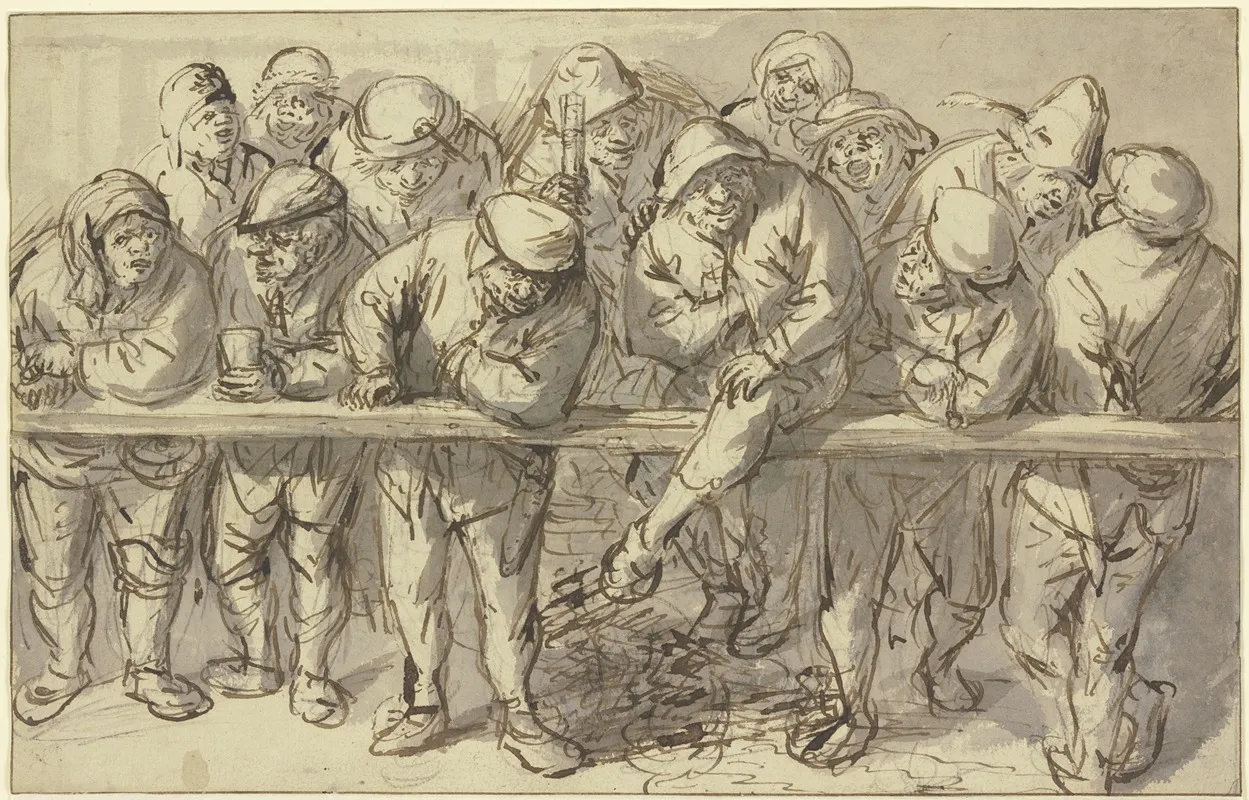 Zuschauer Hinter Einem Gelander by Isaac van Ostade - Canvas Print