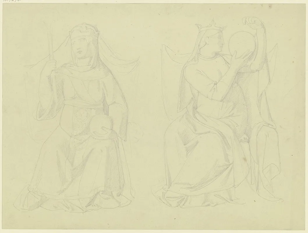 Zwei Gekronte Weibliche Figuren