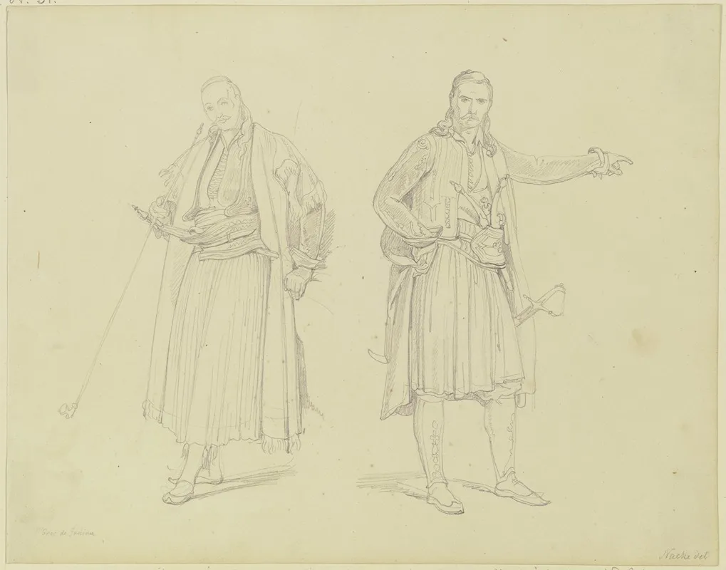 Zwei Griechen In Traditioneller Tracht by Gustav Heinrich Naecke - Canvas Print
