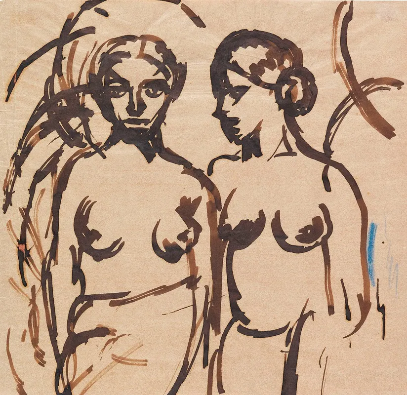 Zwei Halbakte by August Macke - Canvas Print