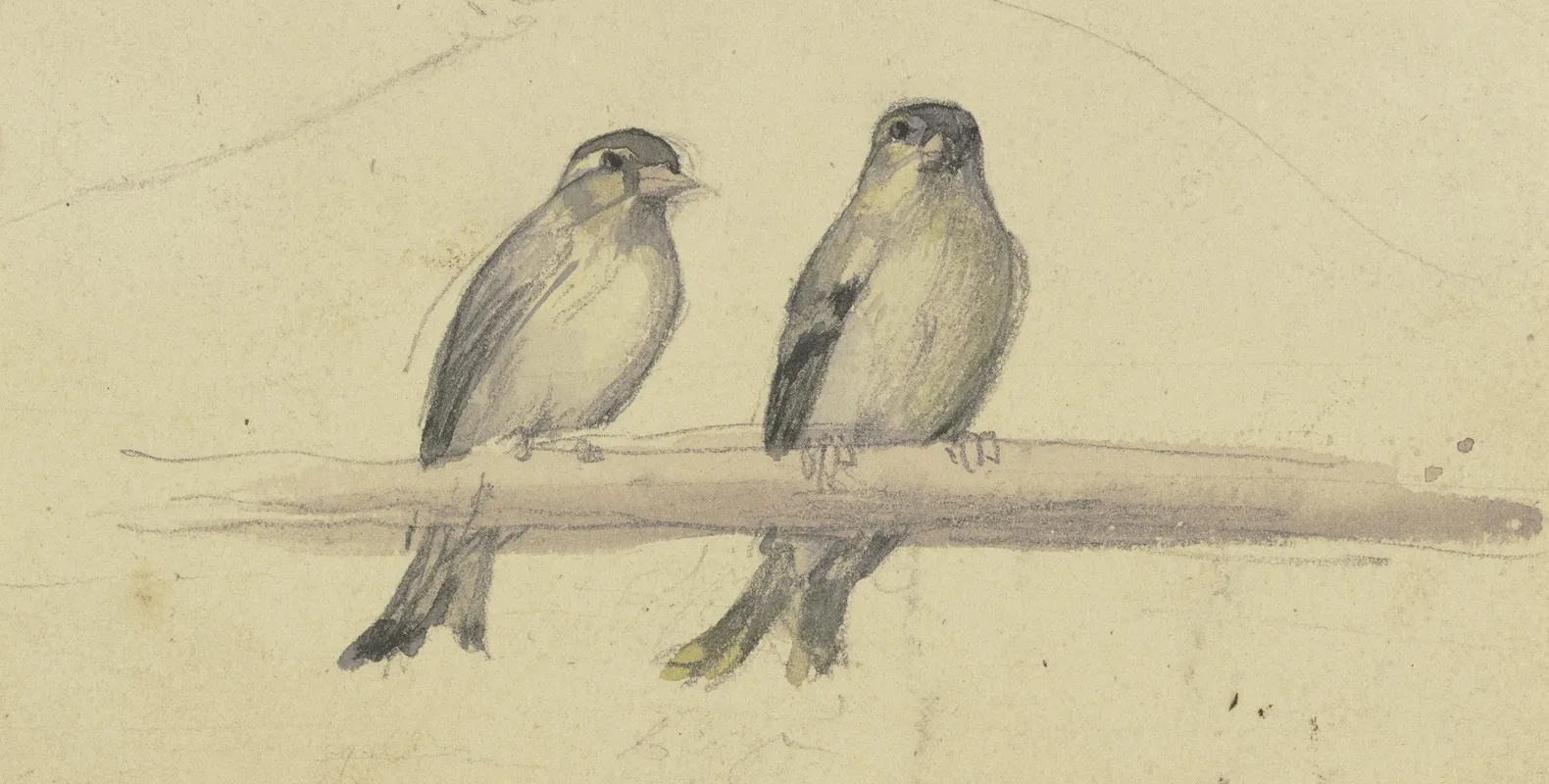 Zwei Vogel Auf Einer Stange by Jakob Becker - Canvas Print